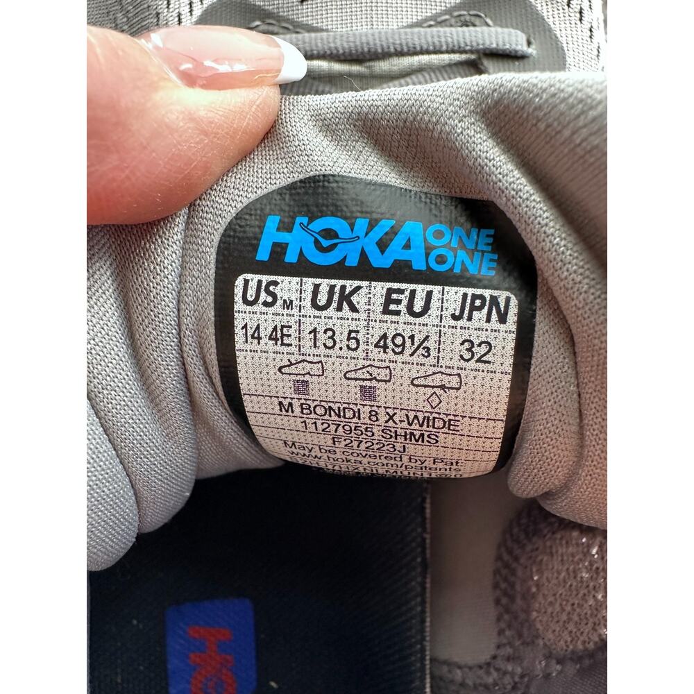 Hoka Bondi 8 Sharkskin X-Wide Running Shoes Men US 14 4E Gray Athletic Sneakers - Picture 11 of 16